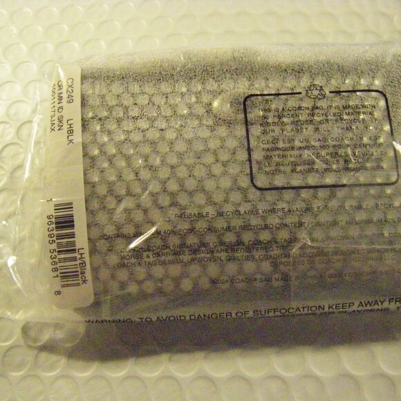 Coach Essential Mini Id Card Case With Crystal Black Leather & Pave Crystals NWT - Picture 7 of 9